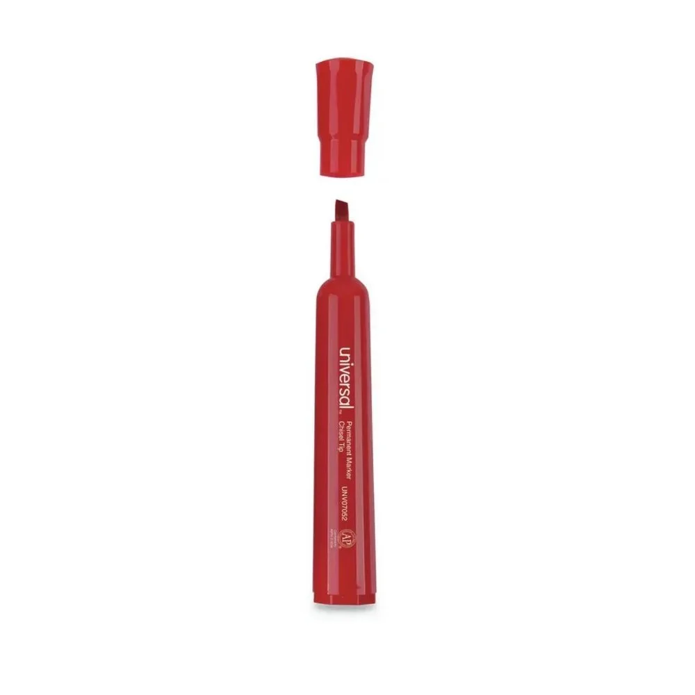 Universal - 12 Permanent Markers Chisel Tip - Red - UNV 07052
